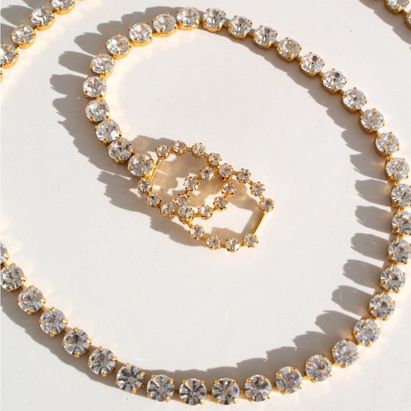 Chanel Vintage Barbie 1995 Crystal Rhinestone Embellished Chain Waist Gold Belt - Picture 4 of 16